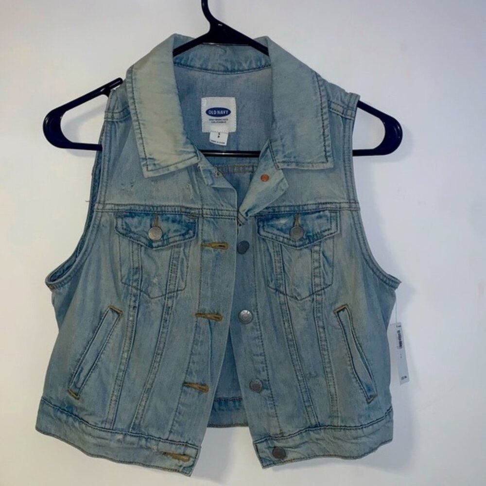 Old Navy cropped Jean Vest - sz S NWT